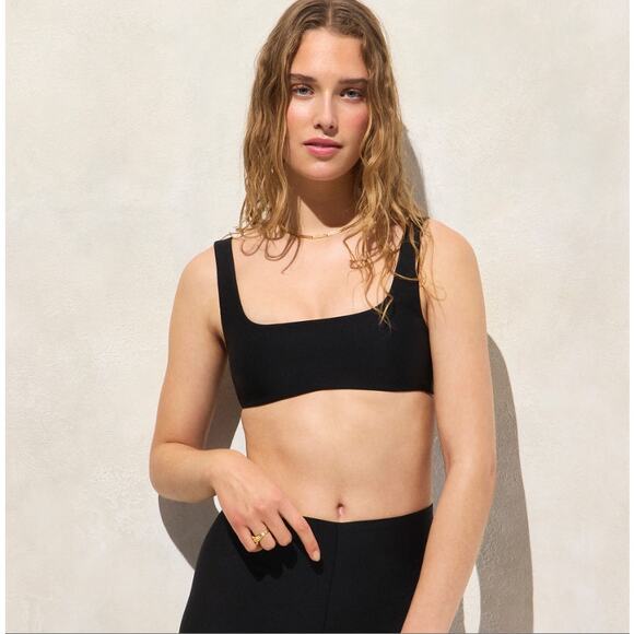J.Crew Classic Sculpt Claudia Bikini Top WMNS L Black Removable Pads Lightweight - Picture 1 of 9
